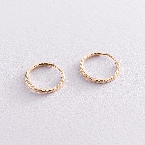Серьги - кольца в желтом золоте (1.5 см) с07308