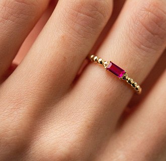 Золотое кольцо "Аннабель" с розовым фианитом к07181 №4