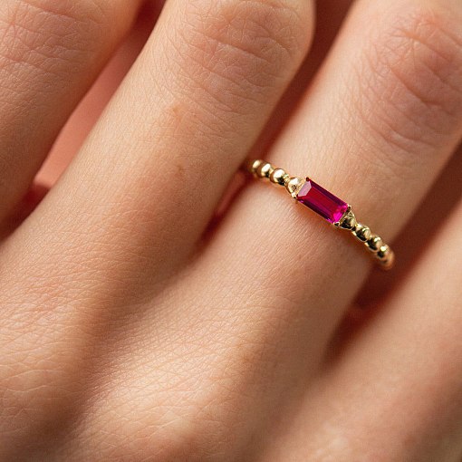 Золотое кольцо "Аннабель" с розовым фианитом к07181 6