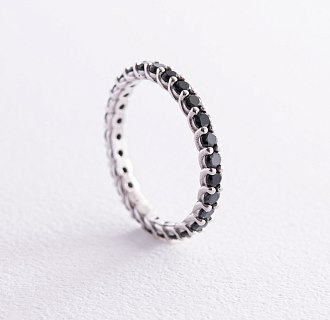 Серебряное кольцо с черными фианитами 1261