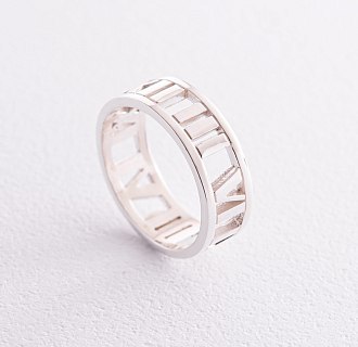 Серебряное кольцо "Течение времени" (римские цифры) 112657