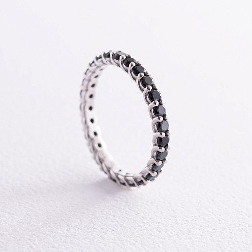 Серебряное кольцо с черными фианитами 1261
