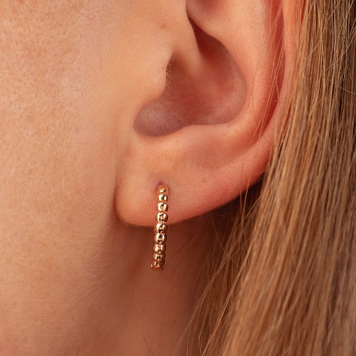 Сережки - кільця в червоному золоті (кульки) с09043 2