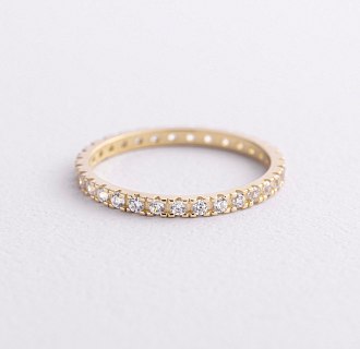 Кольцо с дорожкой камней в желтом золоте к08278 №2