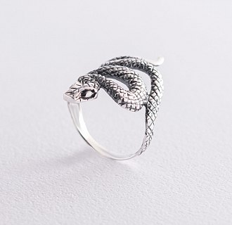 Серебряное кольцо "Змея" 112601 №4