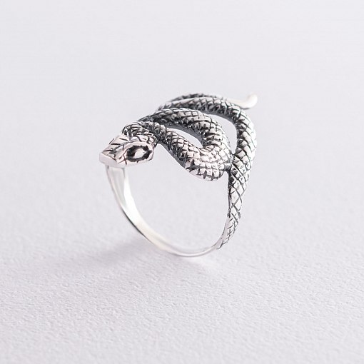 Серебряное кольцо "Змея" 112601 4