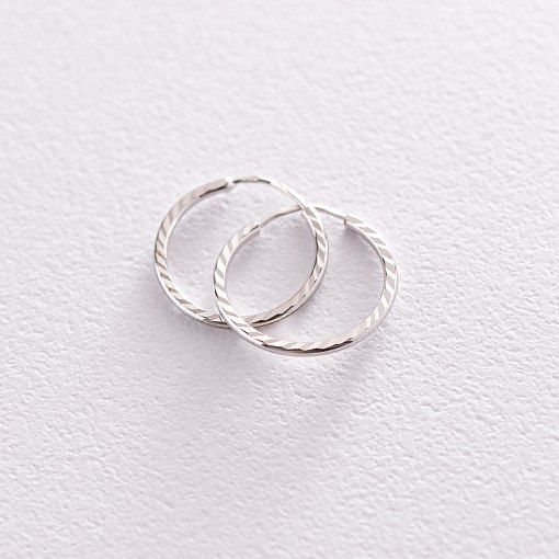 Сережки - кільця в білому золоті (1.5 см) с07152