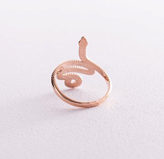 Кольцо "Змея" в красном золоте к07103 №3
