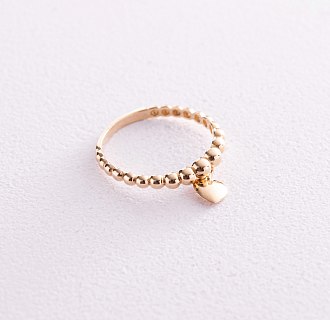 Шариковое кольцо "Сердечко" в желтом золоте к07116 №2