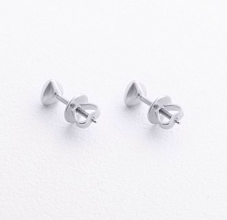 Серьги - пусеты "Сердечки" в белом золоте с09657 №3