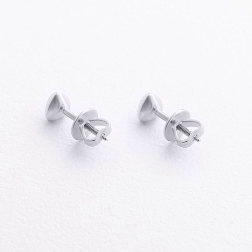 Серьги - пусеты "Сердечки" в белом золоте с09657 3