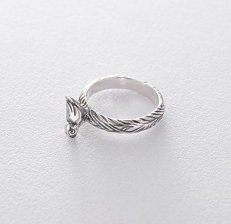 Кольцо Птичка в серебре (чернение) 112129 №6