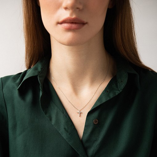 Золотое колье "Крестик" с бриллиантами 738331121 7