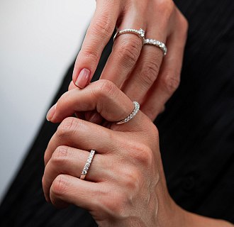 Золота каблучка з діамантами кб0640lg №8