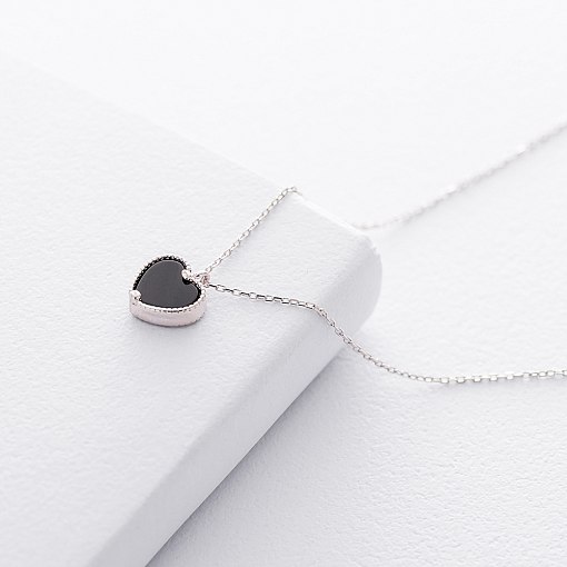 Срібне кольє Black heart маленьке 18792 3