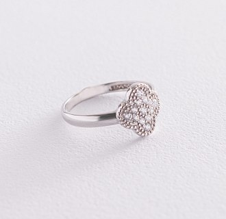 Серебряное кольцо "Клевер" (фианиты) 112600