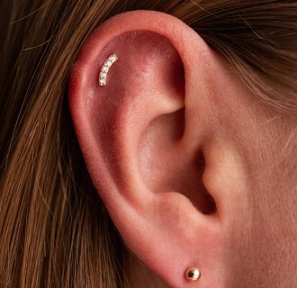 Одиночна золота сережка для хелікса (фіаніти) 1714ч №2