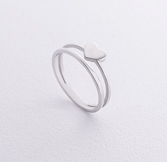 Кольцо "Сердечко" в белом золоте к08136