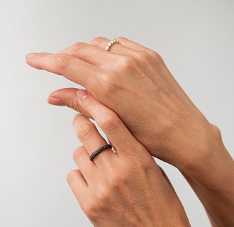 Золотое кольцо с черными бриллиантами кб0245sth №6