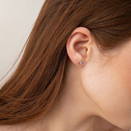 Моносережка з фіанітом (біле золото) с09143 4