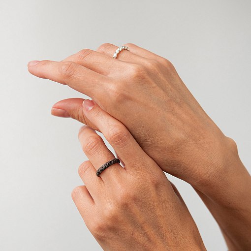 Золотое кольцо с черными бриллиантами кб0245sth 6