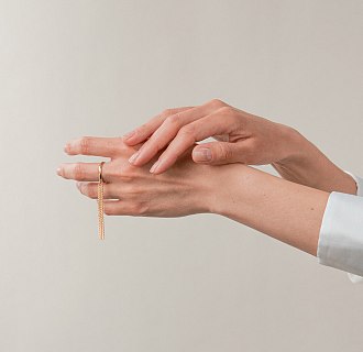 Кольцо с цепочками (желтое золото) к07475 №16