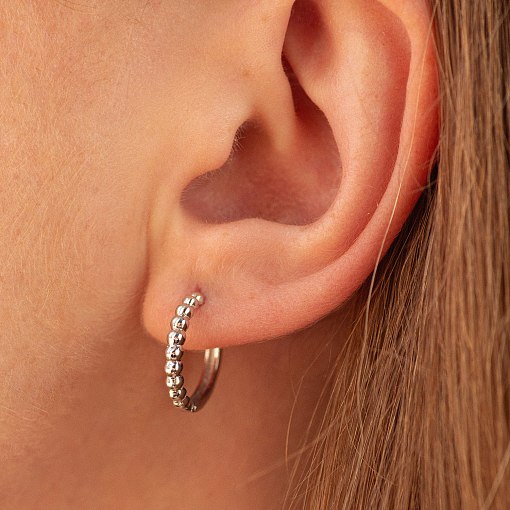 Сережки - кільця в білому золоті (кульки) с09044 2