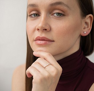 Золота каблучка з діамантами кб0596ri №2