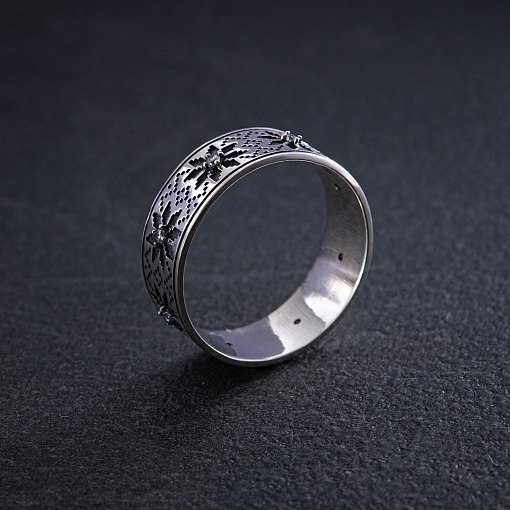 Серебряное кольцо "Вышиванка" (фианиты) 1113 10