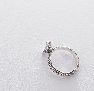 Кольцо Птичка в серебре (чернение) 112129 №7