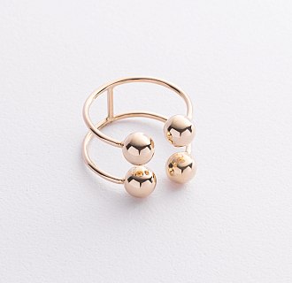 Двойное кольцо "Шарики" в желтом золоте к08292 №4