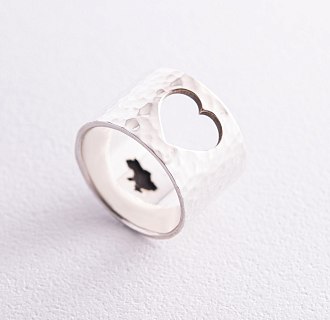 Широкое кольцо "С Украиной в сердце" в серебре 112206укр №2