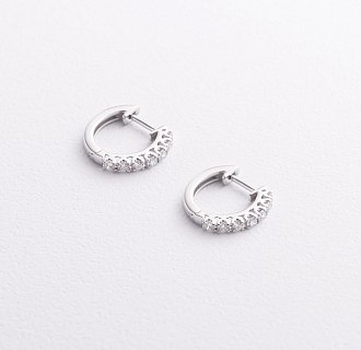 Золотые серьги - кольца с бриллиантами сб0549mi №2