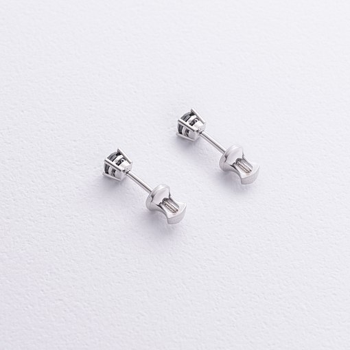 Сережки - пусети з чорними діамантами (біле золото) 336171122 5