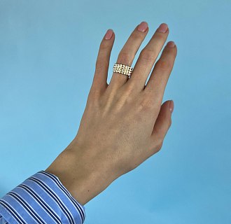 Широкое кольцо "Бьянка" в желтом золоте к07358 №4