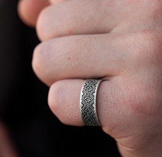 Серебряное кольцо "Вышиванка" 1114 №23