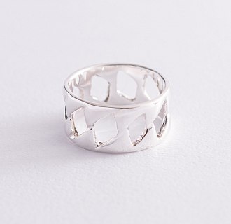 Серебряное кольцо "Ромбы" 112607 №2