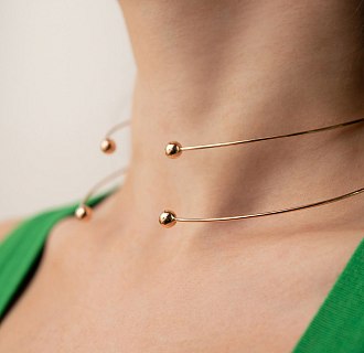 Колье - чокер "Demi" (красное золото) с шариками кол02602 №8