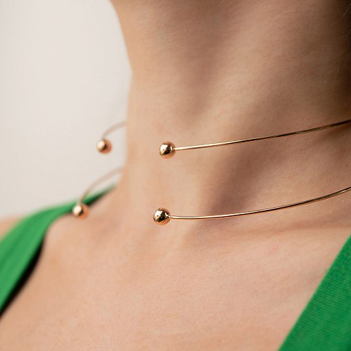 Колье - чокер "Demi" (красное золото) с шариками кол02602 8