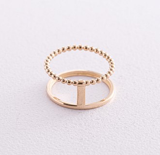Двойное кольцо с шариками (желтое золото) к07135 №3