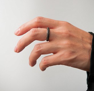 Золотое кольцо с черными бриллиантами кб0245sth №4