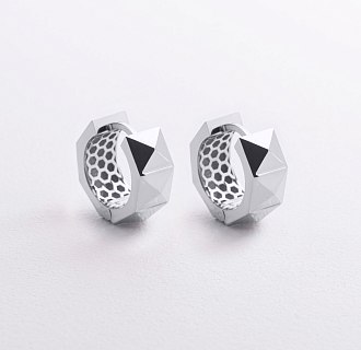 Серьги - кольца "Claire" в белом золоте с09379