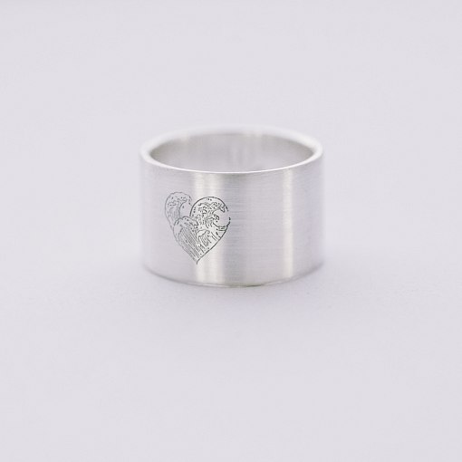 Серебряное кольцо с гравировкой "Волны любви" 112143л