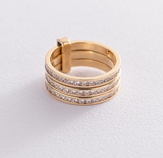 Золотое тройное кольцо (фианиты) к02644 №3