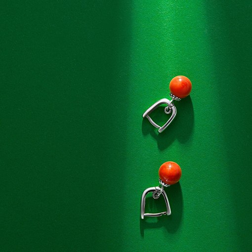 Сережки з коралом (біле золото) с08580 3