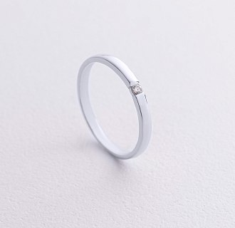 Кольцо с бриллиантом в белом золоте кб0553м