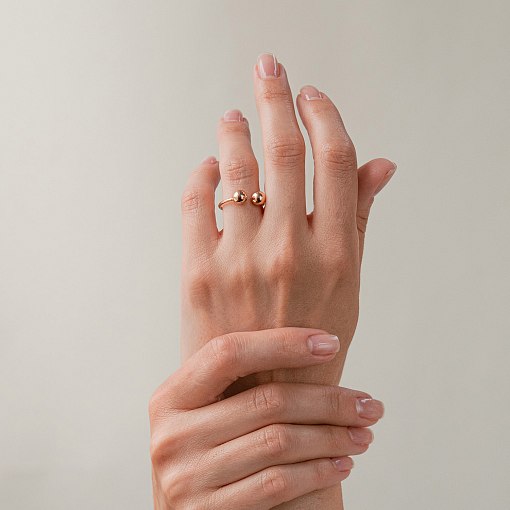 Кольцо "Шарики" в красном золоте к07506 17