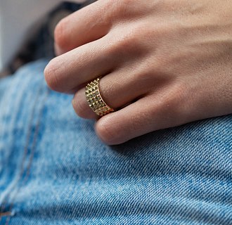 Широкое кольцо "Бьянка" в желтом золоте к07358 №16