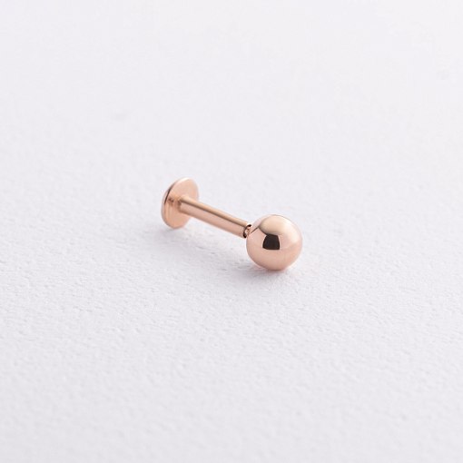 Одиночная серьга для хеликса "Шарик" (красное золото) 1713ч