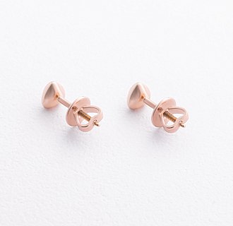 Серьги - пусеты "Сердечки" в красном золоте с09655 №3